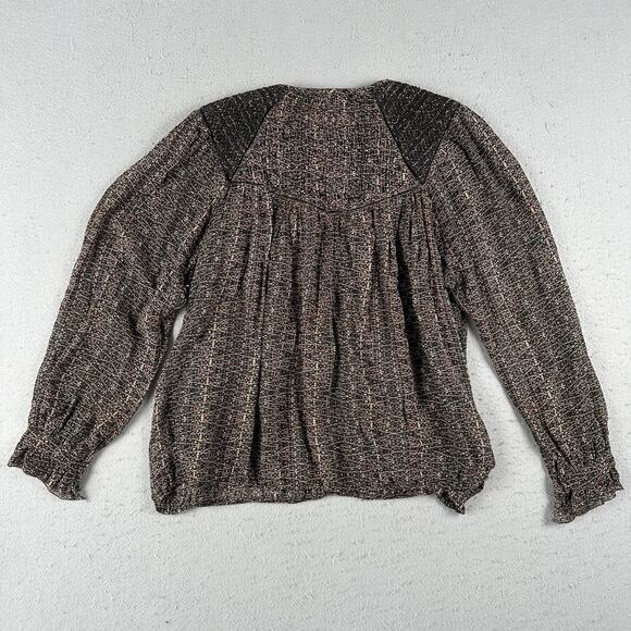 Isabel‎ Marant Blouse 42 Sheer Peasant Boho Wita Smocked Silk Top Prairie - Picture 11 of 16